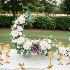 OurWarm 12Pcs 12 Inch Floral Hoop Centerpiece with Stand for Table, Metal Cen…