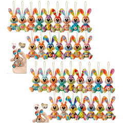 Multicolored Wooden Bunny Pendant for Easter Celebration and Party Decor