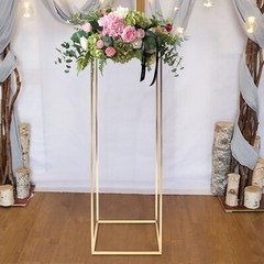 Gold Iron Metal Flower Stand 31 × 31 × 100 cm Wedding Decor Column