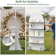 6FT Wooden Wedding Gift Display Arch, Original Design 4-Tier Champagne Wall | Pa