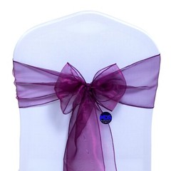 100 Dark Purple Organza Chair Sash Bow Wedding Party Event Decoration, Free Ship