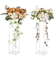 VEVOR 2PCS 31.5inch Tall Wedding Column Flower Stand Display Rack Acrylic Clear