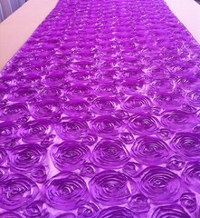 75 ft Rosette Satin Aisle Runner 54″ Wide 3D Fabric 22 Colors Spiral Ribbon Rose