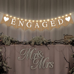 Engagement Party Decorations Engaged Banner LED Fairy Lights for Outdoor Decor