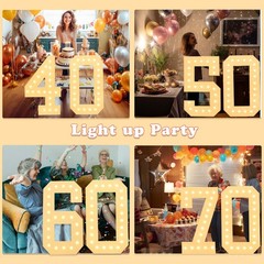 LOBOOM 4FT Light Up Numbers, Marquee Numbers 4 Feet Tall 4 FT, Number 70
