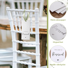 24 Pcs Reserved Seating Tag with Ribbon Wedding Chair Tags Reserved Signs for We