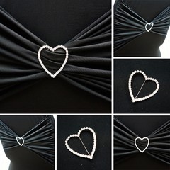 2″ HEART Rhinestones BROOCHES PIN Chair Sashes Wedding Decorations WHOLESALE