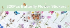 Butterfly Floral Stiers Bulk – 320 Pcs Transparent Realistic
