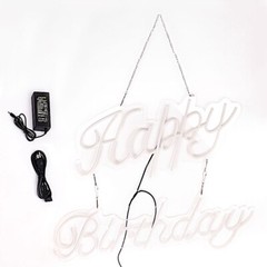 32″ Warm White Happy Birthday Neon Sign LED WALL LIGHTS Party Events Decorations