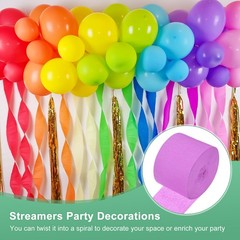 6-Rolls 492ft Crepe Paper Streamer for DIY [Light Purple-1.8 Inch x 82 Ft/Roll]