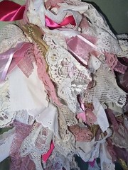 Victorian Romance 12′ Vintage Lace And Ribbon Garland Ivory, Rose And Gold