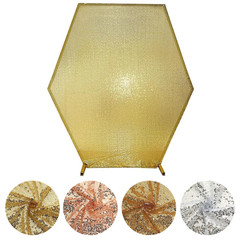 8 ft Sparkle Sequin Hexagon Backdrop Stand Cover Wedding Party Event Decorations