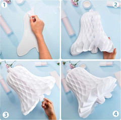 5 Pieces Paper Wedding Bells White Hanging Big Heavy Honeycomb Bells