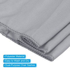 25Pcs 14″x5″ Stretch Chair Sashes Bows Chair Bands Sash with Buckle Light Gray
