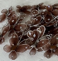 Brown Organza Butterflies 25 Pieces Wire Rhinestones Glitter DIY Wedding Fairy