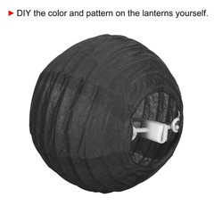 6pcs 4 Inch Folding Hanging Paper Lanterns Small Lampshade Black