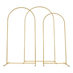 Set of 3 Metal Arch Backdrop Stand Gold Beige Wedding Party Arch Backdrop Stand