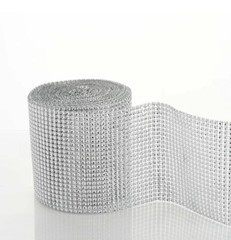 4.75″x10 YARDS SILVER DIAMOND MESH WRAP ROLL SPARKLE RHINESTONE CRYSTAL RIBBON