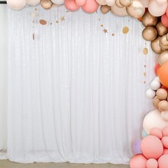 Elegant White Sequin Party Photo Curtain