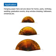 Hanging Paper Fans Party Set 6Pcs Decoration for Home Birthday Wedding(Gold)