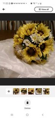 Bridal Bouquet, Sunflowers, White Roses, Greenery, Daisies, Wedding Flowers