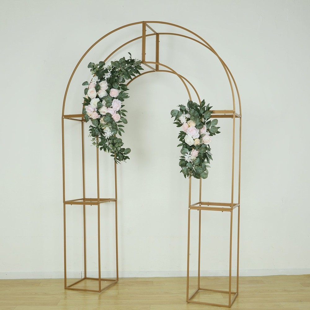 3D GOLD Metal Wedding Arch Backdrop Stand with Round Top Wedding Events Party