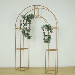 3D GOLD Metal Wedding Arch Backdrop Stand with Round Top Wedding Events Party
