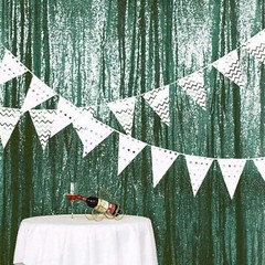 HUNTER GREEN 8 ft x 8 ft Sequined Backdrop Curtain Party PhotoBooth Decorations