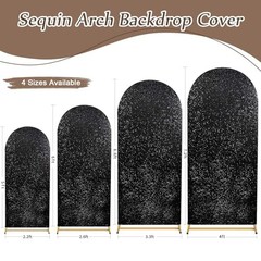 6.6FT Arch Backdrop Cover Spandex Fitted Fabric Sequin 3.3ftx6.6ft Black