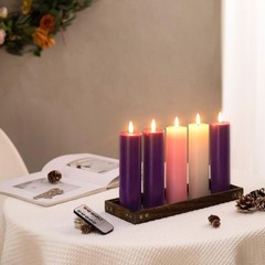 Pillar Advent Candles Set of 5, Battery Operated Advent Candle Set with Remot…
