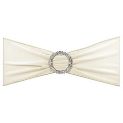 25Pcs 14″x5″ Stretch Chair Sashes Bows Chair Bands Sash with Buckle Cream