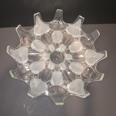 Pedestal Footed Cake Plate Stand Floral Crown Beautiful Base Glass