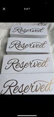 Wedding Reserved Signs White And Gold Hanging String. Lot Of 4
