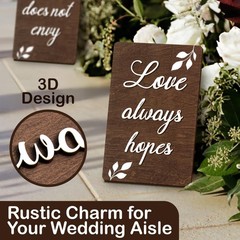 Rustic Wedding Aisle Signs – Set Of 8, 1 Corinthians 13 Wooden Wedding Decor …