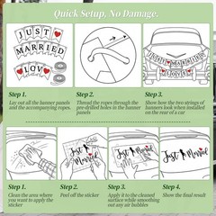 Just Married Car Decorations Kit – Floral Swag, Love Sign Banner, Window Decals
