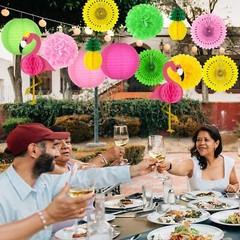 13PCS Hawaiian Party Decorations, Luau Party Decorations, Flamingo and Pineap…