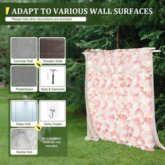 12Pcs Artificial Silk Fabric Flower Wall Panel Banquet Wedding Party Decor