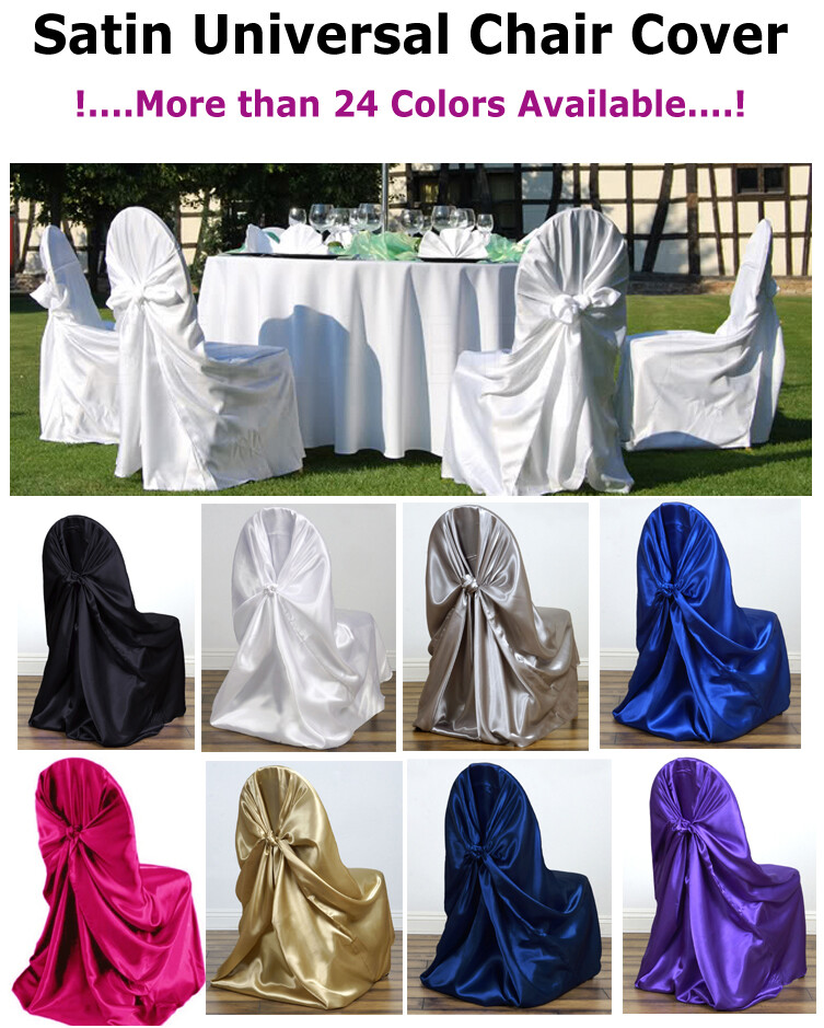 10/25/50 Satin Universal Self Tiie Chair Covers Wedding Party Decor – FREE SHIP