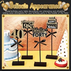 Yousoontic 4 Pcs 40th Birthday Table Decorations for Men Women, Black Gold Wo…