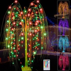 6Ft LED Lighted Tree Weeping Willow Tree Outdoor, 18 Colors Changing Light Up…