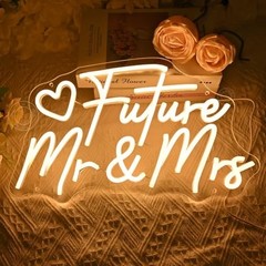 Neon Sign LED Wedding Decor Mr Mrs Wall Hanging Light USB Powered Warm White