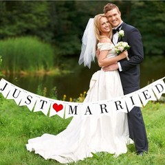 JUST Married Wedding Banner Set, Wedding Decorations for Reception, Bridal Showe