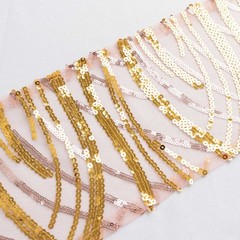 5 ROSE GOLD GOLD Wave Mesh Embroidered Sequins CHAIR SASHES Party Events