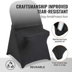 VEVOR 100PCS Black Stretch Spandex Folding Chair Covers for Wedding Party Dining