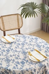 Cotton Linen Round Tablecloth – Pastoral Floral Tablecloth Washable Table Clo…