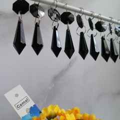30pcs L58mm Black Drop Pendant Acrylic Octagonal Bead Garland Chandelier Hanging
