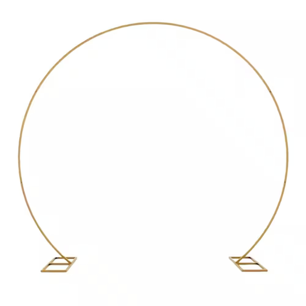 84 In. Gold Metal Circle Wedding Arch Frame Backdrop Trellis for Weddings, Valen