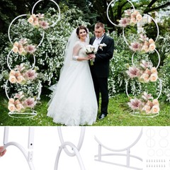 2pcs A set Round Wedding Arch Backdrop Rings Loops Flower Balloon Lawn Row Stand