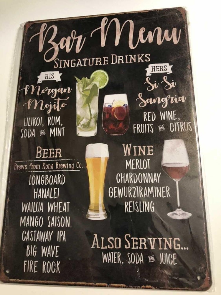 Wedding Bar Menu Sign, Bride And Groom Drinks Sign 7.8 X 11.8 sz Wedding Decor