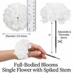 Larksilk White Carnations, Fake Flowers, 100 Pack for Events, Weddings, DIY